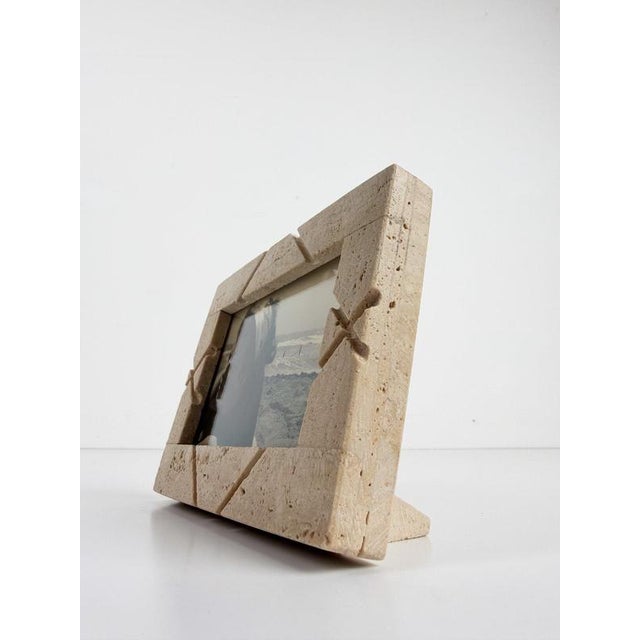 Mid-Century Modern Italian Carved Travertine Table Picture Frame, 1970s For Sale - Image 12 of 16