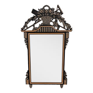 Tall French Neoclassical Carved Wood Mirror With Garden Motifs For Sale