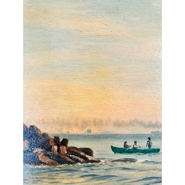 Antique Signed Sailing Ship Seascape Oil Painting For Sale - Image 9 of 13