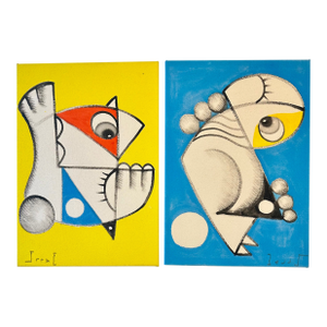 Contemporary Abstract Acrylic on Canvas Pair by Wally Hatny