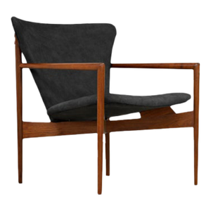 1950s Refinished Walnut Leather Lounge Chair