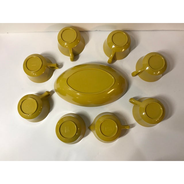 Vintage Melamine “Allied Chemical” Harvest Gold Dish Set- 9 Pieces For Sale - Image 4 of 13