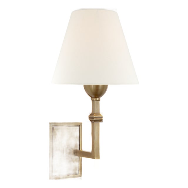 Alexa Hampton for Visual Comfort Signature Jane Wall Sconce in Hand-Rubbed Antique Brass with Linen Shade For Sale
