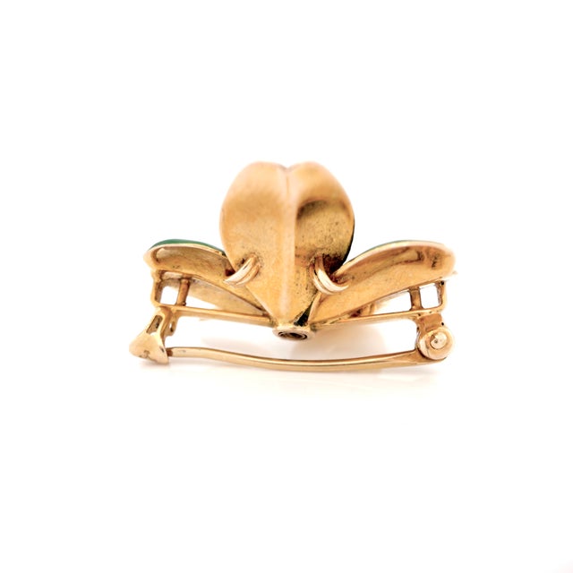 Green Antique Krementz & Co. 14k Four Leaf Clover, Old European Cut Diamond, Brooch For Sale - Image 8 of 13