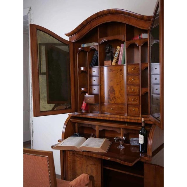 Inlaid Secretary with Bookcase and Writing Desk For Sale - Image 12 of 15