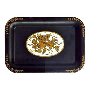 Vintage Set of Six Tole Musical Theme Trays