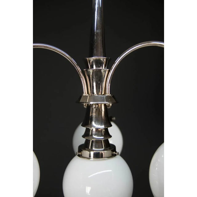 Completely restored, polished. Diameter of the globe 16cm 4x40W, E25-E27 bulbs US wiring compatible. Up to 250V (Europe/UK...