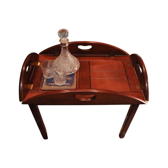 Victorian Military Campaign Mahogany and Brass Butlers Tray Table, Set of 2 For Sale - Image 11 of 14
