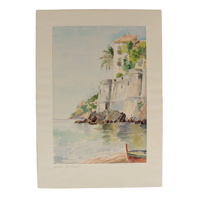 Minori, Italy, 1960, Watercolor on Paper For Sale
