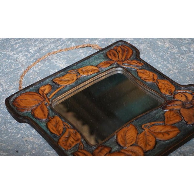 Antique French Art Nouveau Floral Carved Wall Mirror For Sale - Image 5 of 9