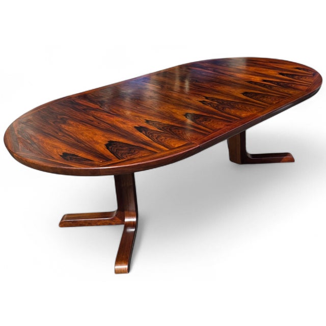 Mid 20th Century Mid 20th Century Danish Modern Rosewood 2 Leaf Dining Table For Sale - Image 5 of 13