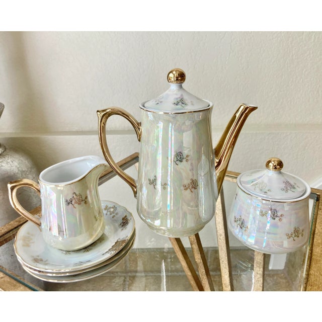 Circa 1950 Japanese Lusterware Porcelain Tea Service Set - 6 Pieces For Sale - Image 4 of 13
