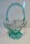 1970s Vintage Loetz Control Bubbles Uranium Glass Basket With Applied Cherries For Sale - Image 5 of 9