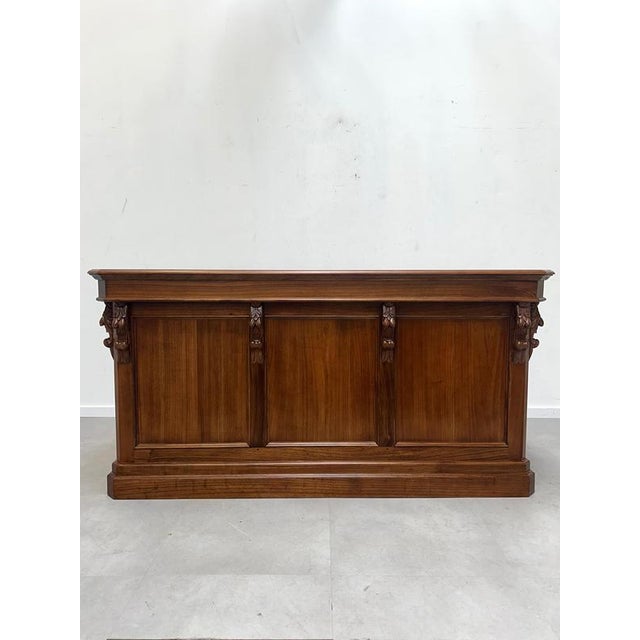 Antique Handcarved Counter with Bookcase For Sale - Image 4 of 6