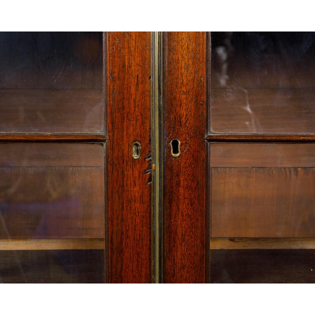 English English 19th Century Mahogany Bookcase with Glass Doors and Carved Rosettes For Sale - Image 3 of 12