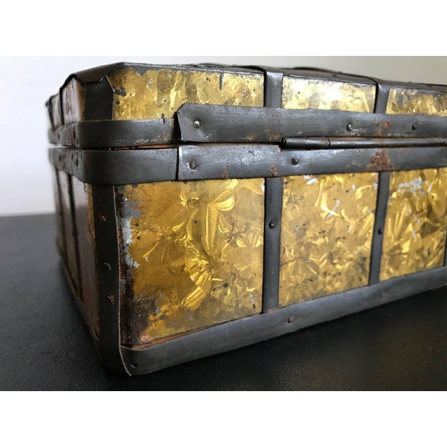 19th Century Russian Gilt Iron-Bound Box with Original Key For Sale - Image 10 of 12