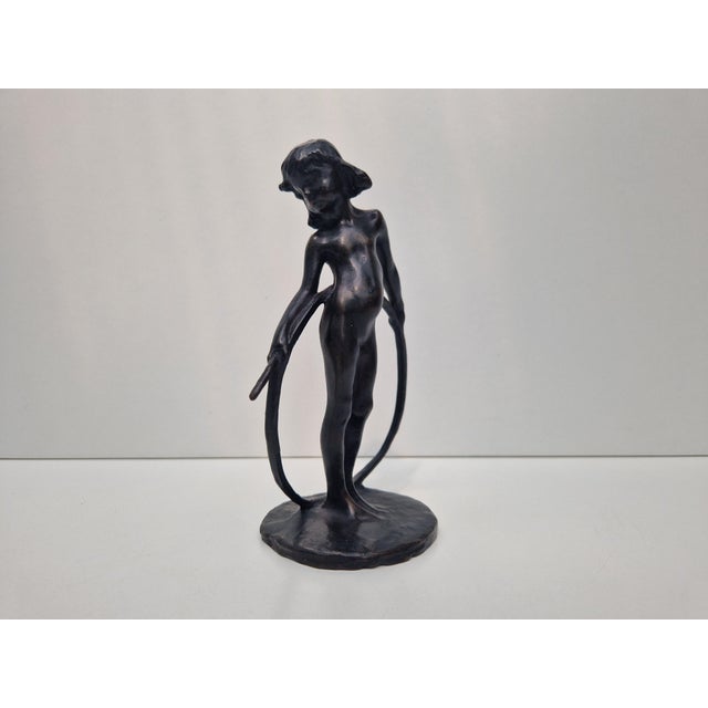 Charcoal Bronze Girl with Circlet by Bernhard Hoetger, 1902 For Sale - Image 8 of 8