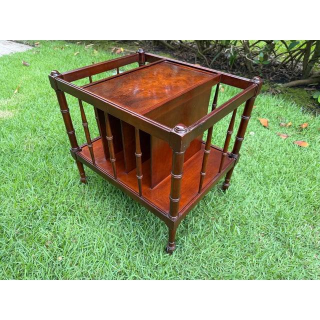 Vintage Faux Bamboo Burl-Top Magazine Rack Side Table For Sale In Naples, FL - Image 6 of 14