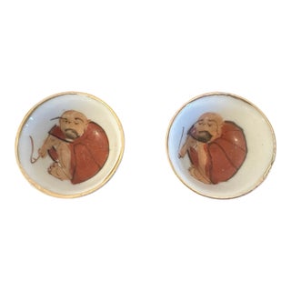 Pair of Tiny Vintage Hand-Painted Porcelain Cups/Bowls For Sale