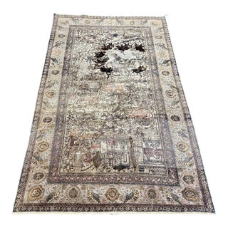 Vintage Sivas Silk Rug | Safavid-Inspired Design | Silk on Cotton | 5'6" X 8'6" For Sale