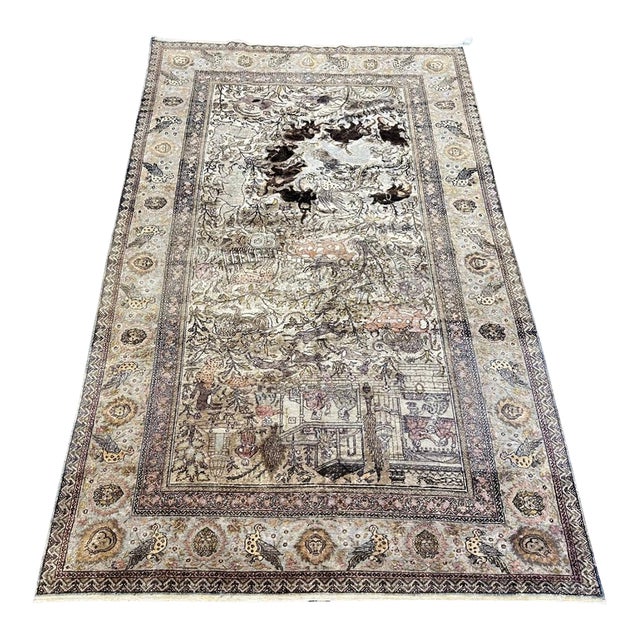 Vintage Sivas Silk Rug | Safavid-Inspired Design | Silk on Cotton | 5'6" X 8'6" For Sale