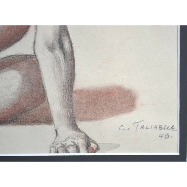 American 1948 "Nude Study, Diana" Charcoal Drawing, Framed For Sale - Image 3 of 3