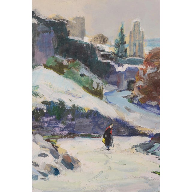R. Marrera, Impressionist Snowscape, Mid 20th-Century, Oil on Paper, Framed For Sale - Image 3 of 13