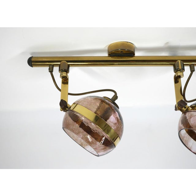 Italian Brass Hanging Lamp with Two Smoke Glass Balls, 1960s For Sale - Image 15 of 18