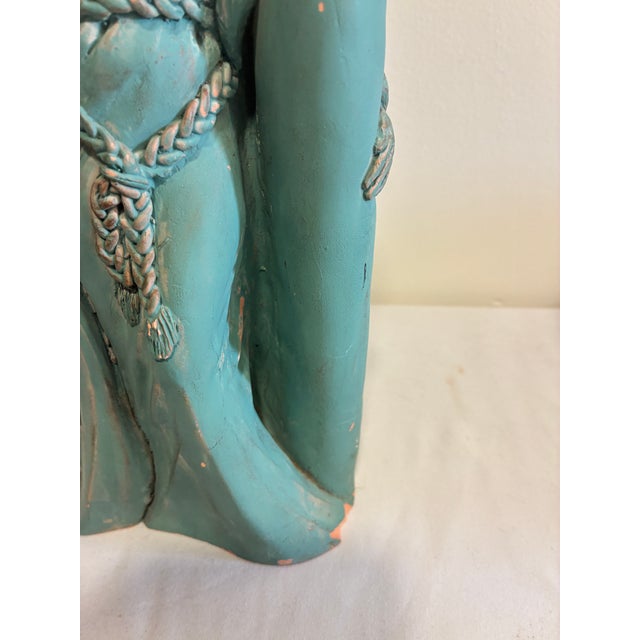 Vintage Terracotta Angel Candle Holder Sculpture With Verdigris Patina For Sale - Image 12 of 15