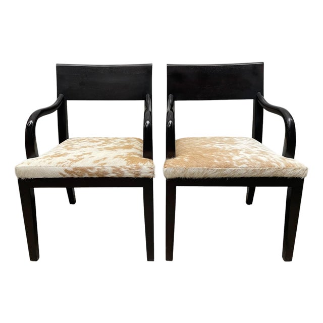 Christian Liaigre for Holly Hunt Olon Hide Accent Chairs, Pair For Sale