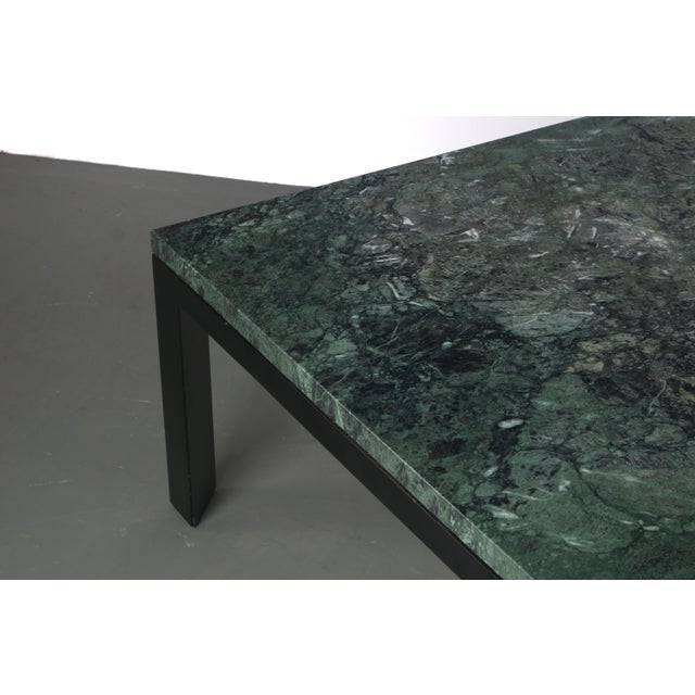 1960s Square Dunbar Coffee Table with Green Marble Top and Black Base, USA For Sale - Image 5 of 6