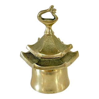 Vintage Brass Pagoda Hollywood Regency Style Bell For Sale