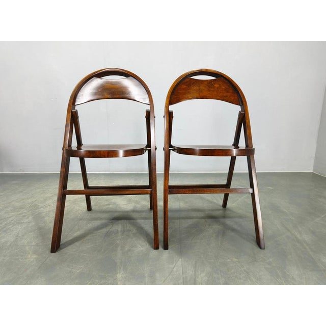 Bauhaus Bauhaus B751 Folding Chairs from Ligna, Czechoslovakia, 1930s, Set of 2 For Sale - Image 3 of 16