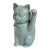 Mid 20th C. Gumps of San Francisco Celadon Glazed Porcelain Maneki-Neko Lucky Cat Figure For Sale