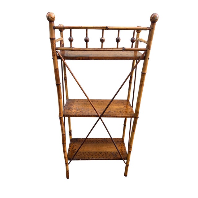 Early 20th Century Victorian English Burnt Bamboo Bookshelf For Sale - Image 13 of 16
