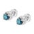 14K White Gold 1.00 Cttw Treated Blue and White Diamond Hidden Halo Stud Earrings (Blue/I-J Color, I2-I3 Clarity) For Sale - Image 4 of 6