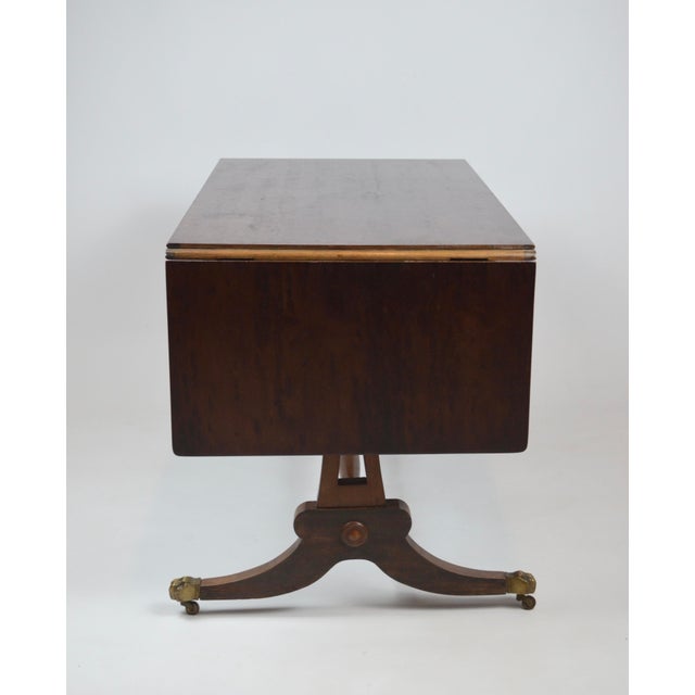 Regency Revival British Coffee Table with Brass Paw Feet, 1920s For Sale - Image 4 of 13