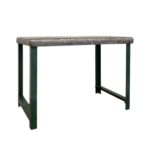 Metal Vintage Heavy Duty Industrial Steel Workbench Table With Painted Legs. For Sale - Image 7 of 7