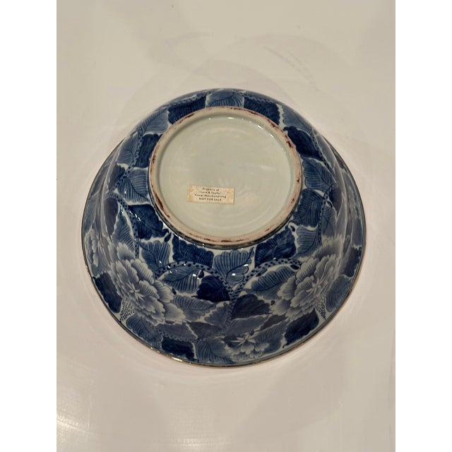 1930s Large Chinese Blue & White Antique Bowl For Sale - Image 5 of 9