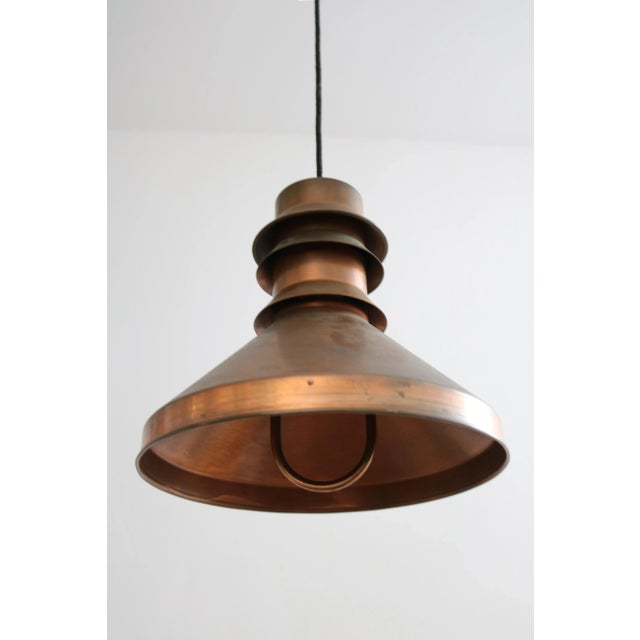 Metal Vintage Danish Industrial Pendant Lamp in Copper, 1960s For Sale - Image 7 of 8