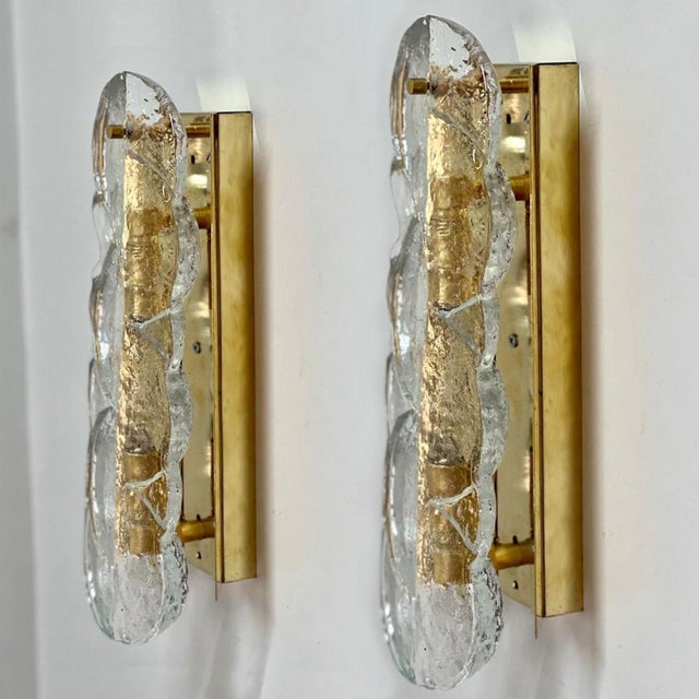 Citrus Swirl Clear Glass Wall Lights attributed to J. T. Kalmar, 1960s, Set of 2 For Sale - Image 3 of 13