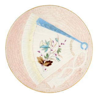 Antique Aesthetic Movement Victorian Porcelain Cabinet Plate Fan Design For Sale