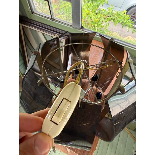 Mid-Century Modern 1970s Mid-Century Modern Smoked Lucite and Chrome Swag Pendant Chandelier For Sale - Image 3 of 4
