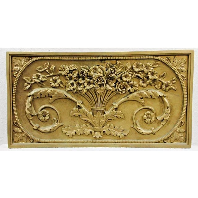 Large Louis XVI Style Rose Basket Floral Raised Wall Plaque with Foliate Tendrils Condition is great with only the most...