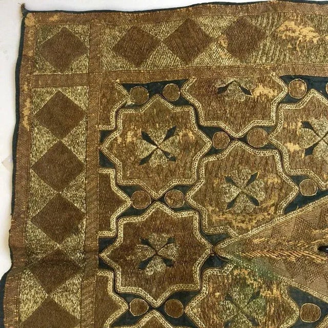 19th Century Ottoman Moorish Metallic Threads Embroidered Textile For Sale - Image 4 of 13