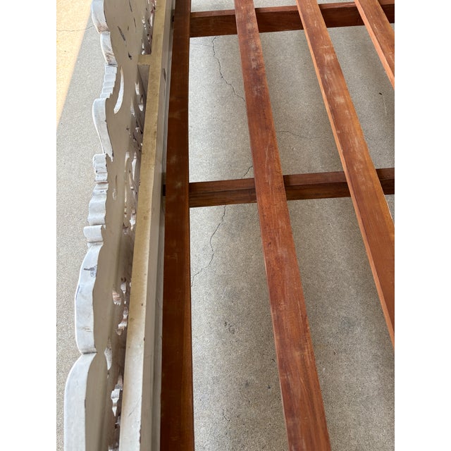 Italian Rococo Style Shabby Chic Distressed King Size Bed Frame For Sale - Image 11 of 11