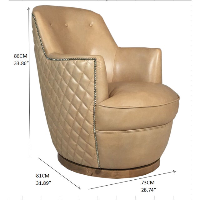 Beige Jhs Candace Gaston Leather Swivel Chair For Sale - Image 8 of 9
