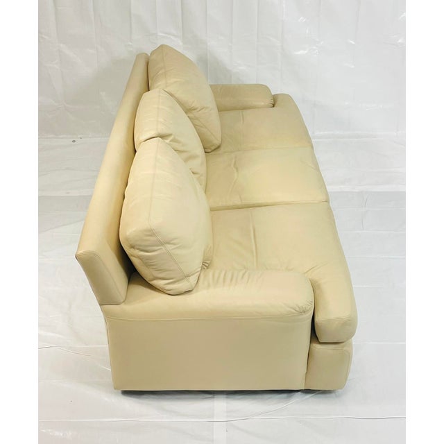 Vintage A. Rudin for Steve Chase Cream Leather Sofa For Sale In Los Angeles - Image 6 of 18