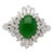 1.73 Carat Jadeite Jade Fei Cui & Diamond Halo Platinum Ballerina Filigree Ring Size 6.5 For Sale