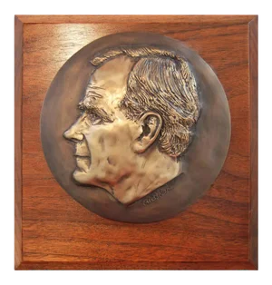 David Adickes Modern High Relief George Bush Cast Metal Sculpture 20th Century